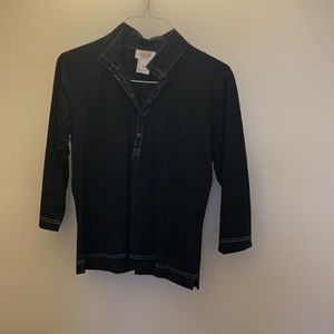 Talbots Womens 3/4 Black Shirt‎ Size Small